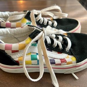 Kids rainbow checkered vans 13